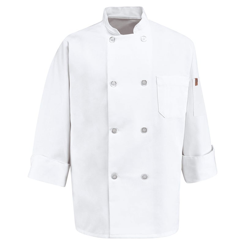 Chef Designs mens Eight Pearl Button Coat chefs jackets, White, Large US - Image 2